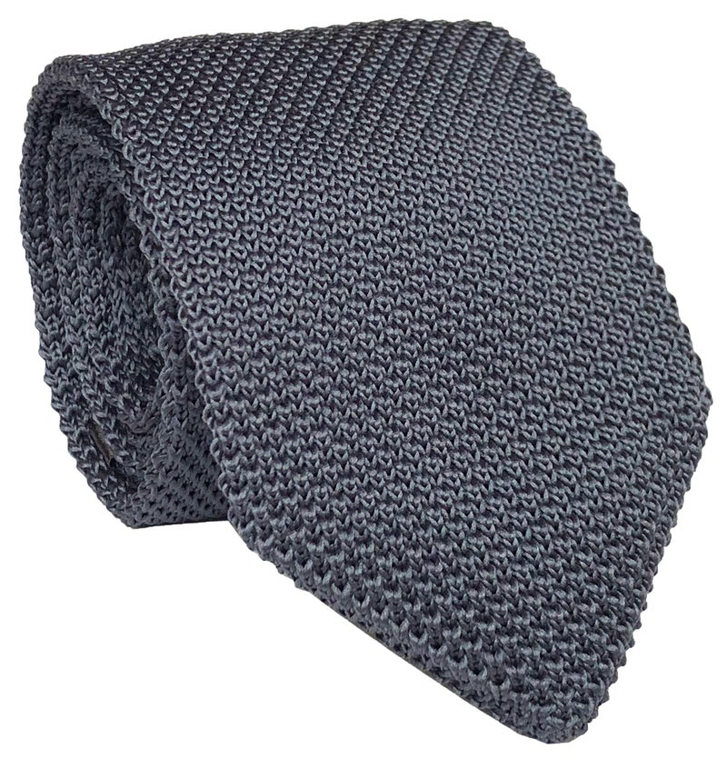Ctskyte Men Classic Grey Solid Color Woven Silk Ties Designer Cotton Neckties Neckwear - Image 1